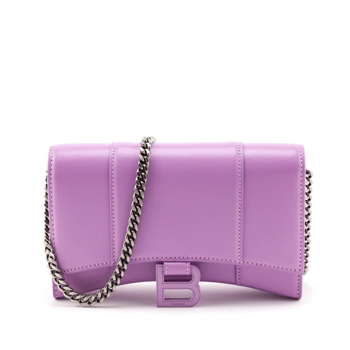 Balenciaga Lilac Calfskin Hourglass Wallet On Chain - Love that Bag etc - Preowned Authentic Designer Handbags & Preloved Fashions