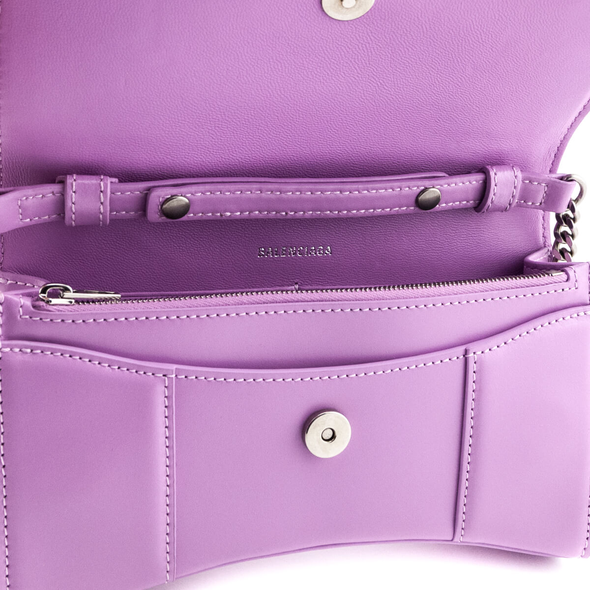 Balenciaga Lilac Calfskin Hourglass Wallet On Chain - Love that Bag etc - Preowned Authentic Designer Handbags & Preloved Fashions