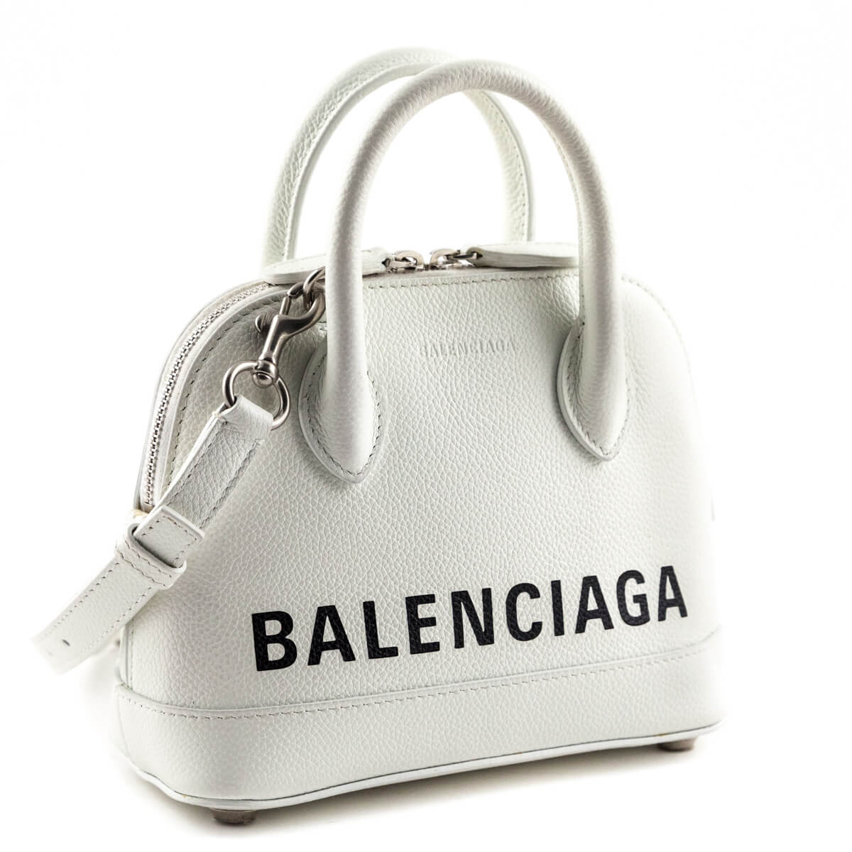 BALENCIAGA Grained Calfskin XXS Ville Top Handle Bag White 1294811