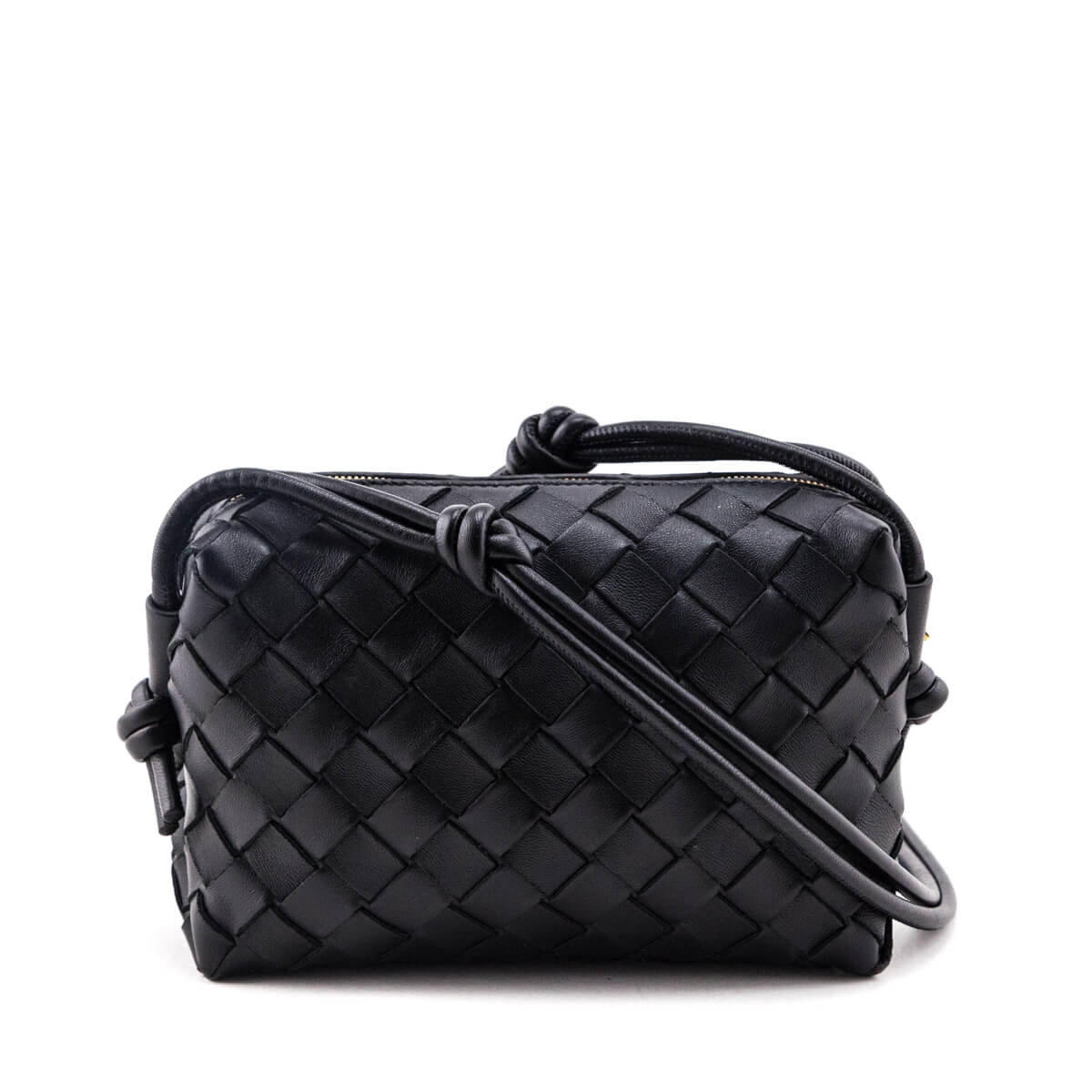 Bottega Veneta Black Nappa Calfskin Intrecciato Mini Loop Camera Bag - Love that Bag etc - Preowned Authentic Designer Handbags & Preloved Fashions