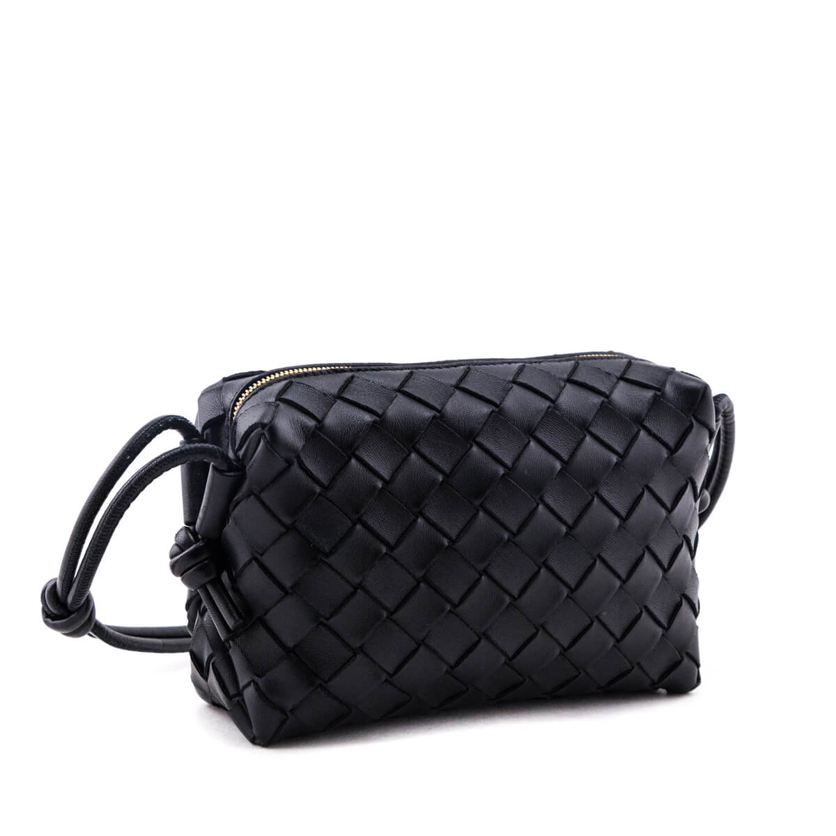 Bottega Veneta Black Nappa Calfskin Intrecciato Mini Loop Camera Bag - Love that Bag etc - Preowned Authentic Designer Handbags & Preloved Fashions