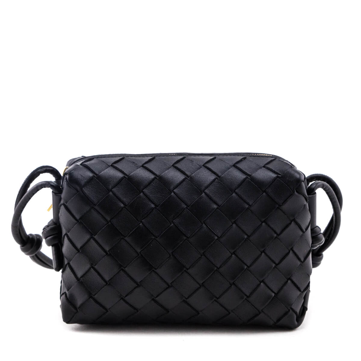 Bottega Veneta Black Nappa Calfskin Intrecciato Mini Loop Camera Bag - Love that Bag etc - Preowned Authentic Designer Handbags & Preloved Fashions