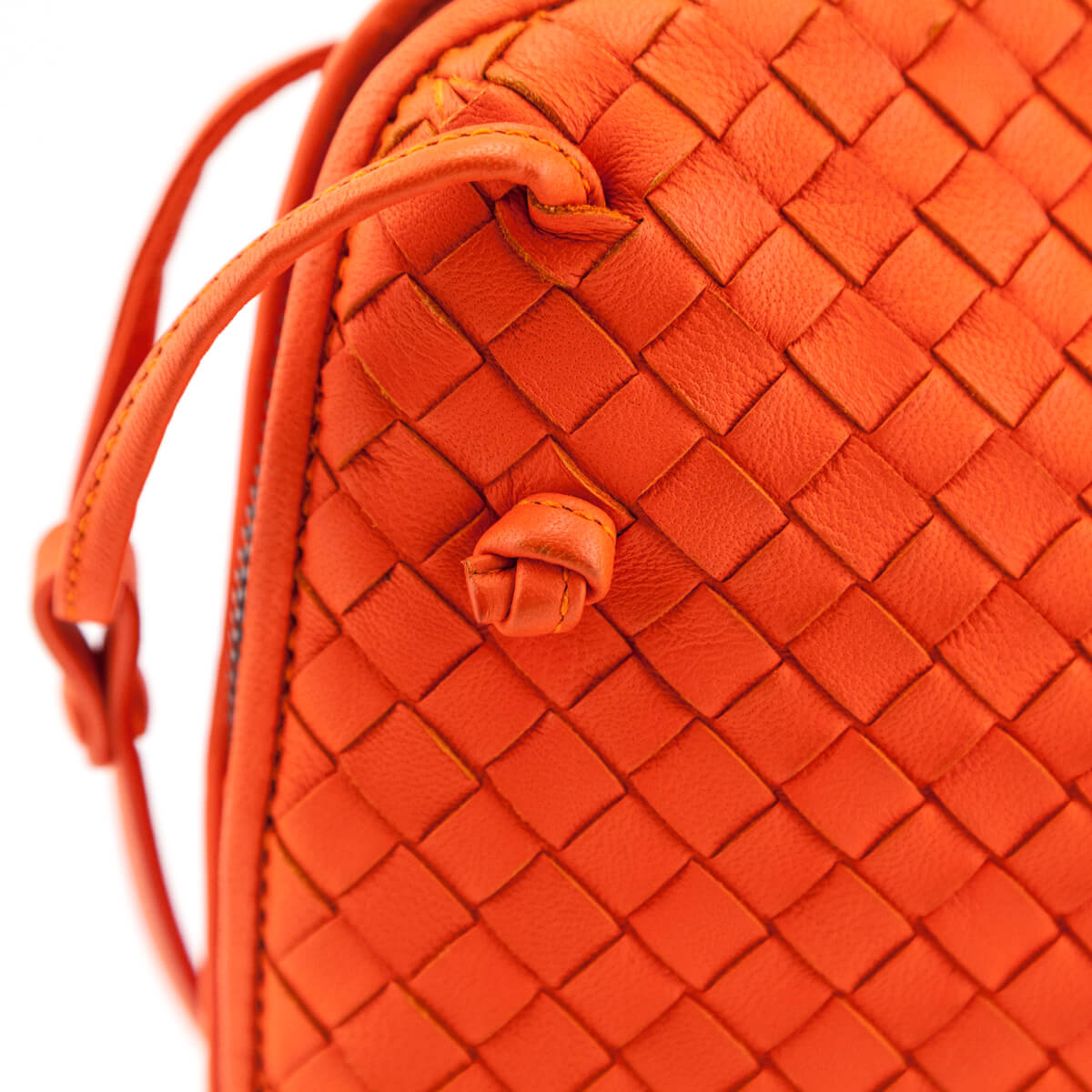 Bottega Veneta - Nodini Orange Woven Leather Crossbody Bag