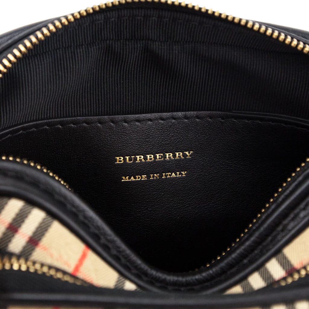 BURBERRY Smooth Calfskin 1983 Knight Check Link Shoulder Bag Black 1201143