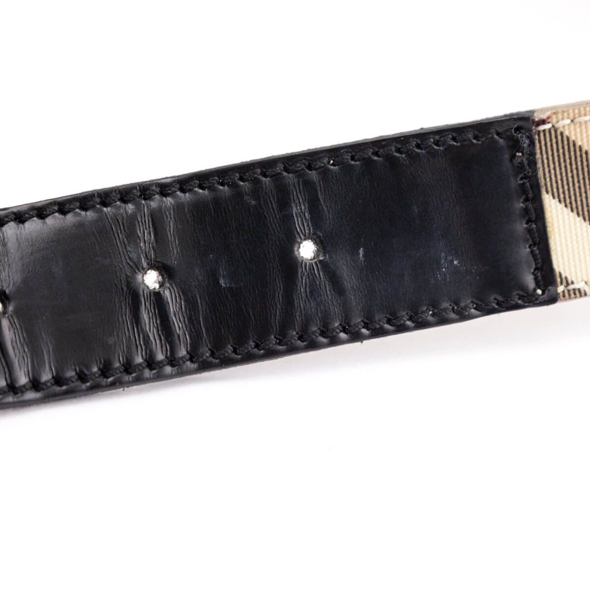 Authentic Burberry Mens Nova Check Beige Leather Belt Size 46 / 115 