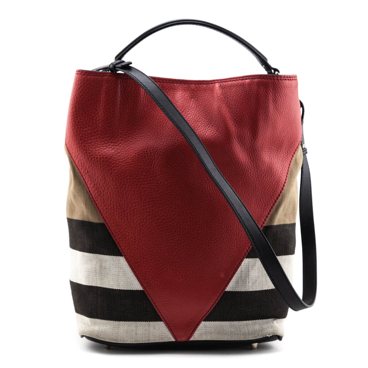 Burberry Check Canvas & Red Chevron Calfskin Susanna Medium Hobo Bag - Love that Bag etc - Preowned Authentic Designer Handbags & Preloved Fashions
