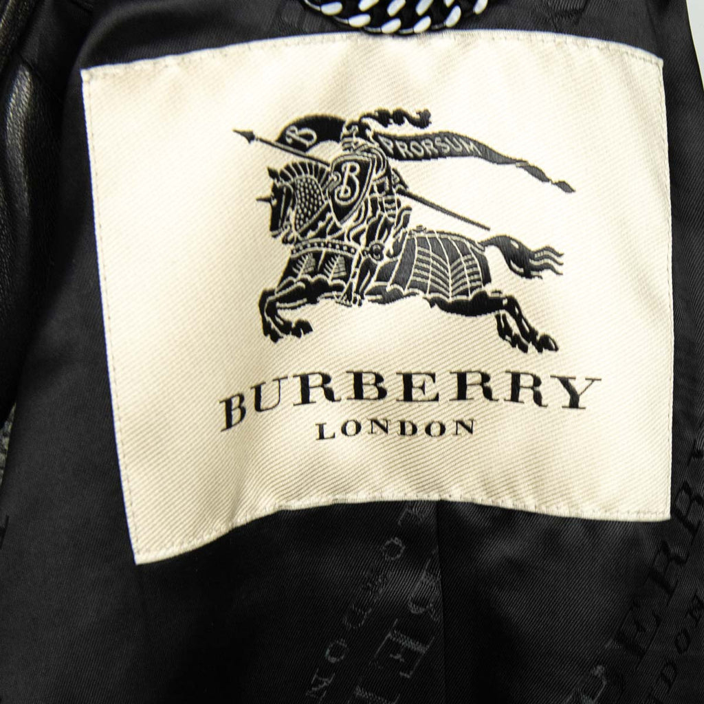 Burberry Gray Tweed and Leather Double Breasted Coat Size XXS | UK 6