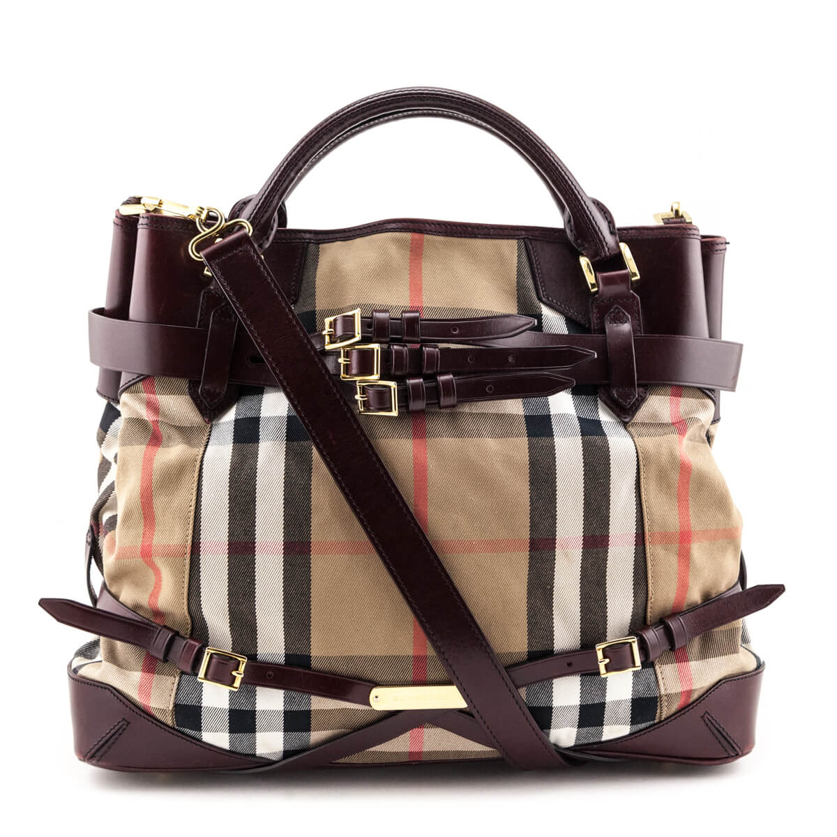 Burberry House Check Bridle Calfskin Large Lynher Tote - Shop Burberry