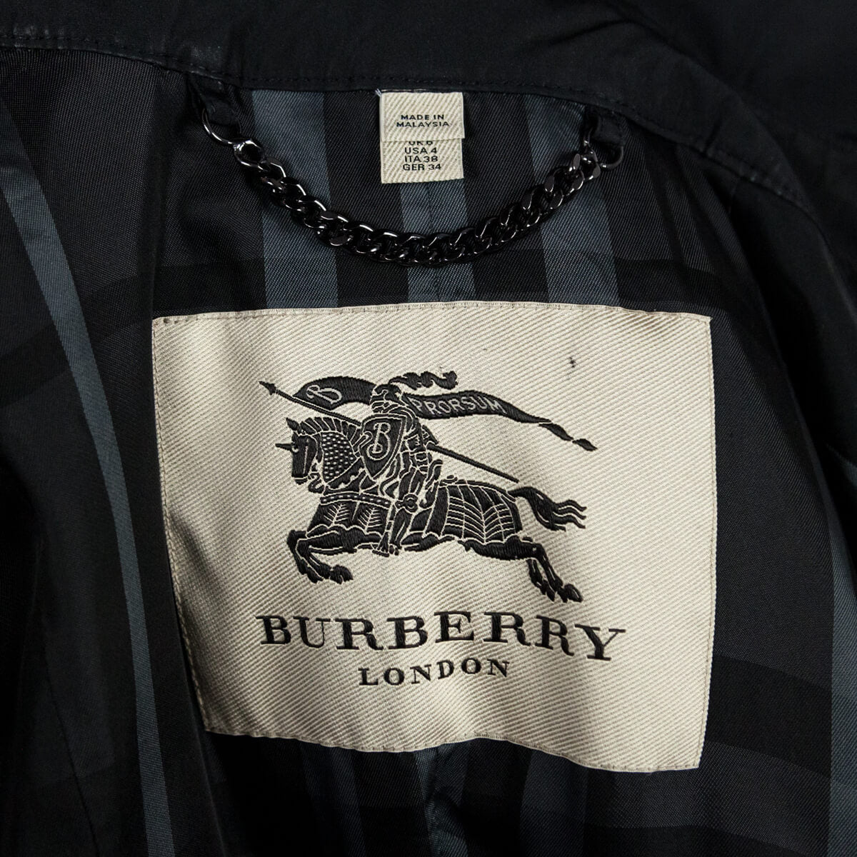 Burberry Black Nylon Pleat Accented Trench Coat Size XXS | UK 6