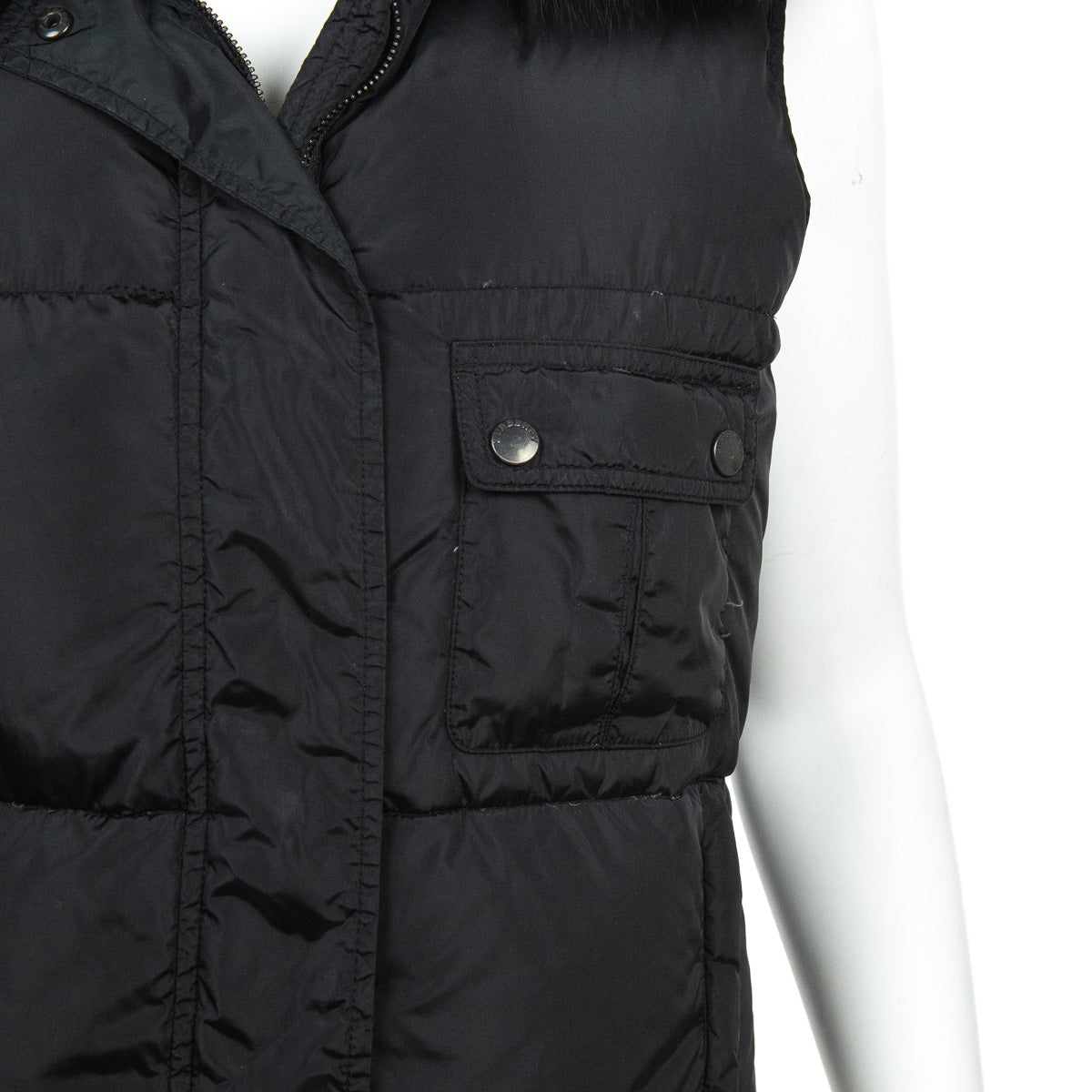 Burberry London Black Sleeveless Fur Trim Puffer Vest Size S - Love that Bag etc - Preowned Authentic Designer Handbags & Preloved Fashions