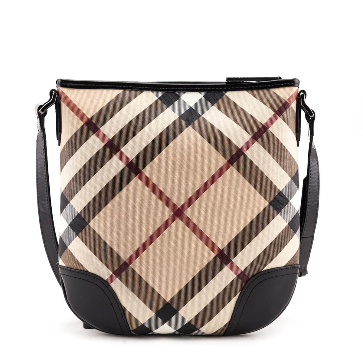 Burberry Beige/Maroon Nova Check Coated Canvas and Patent Leather Dryden Crossbody  Bag Burberry