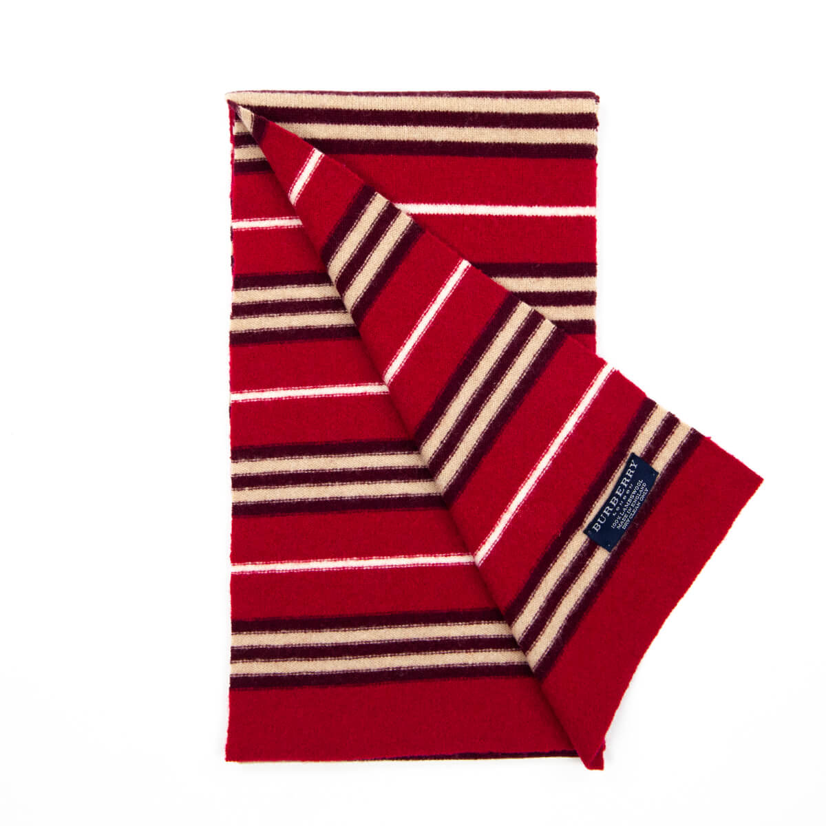 Burberry Red & Ivory Striped Lambswool Oblong Scarf - Love that Bag etc - Preowned Authentic Designer Handbags & Preloved Fashions