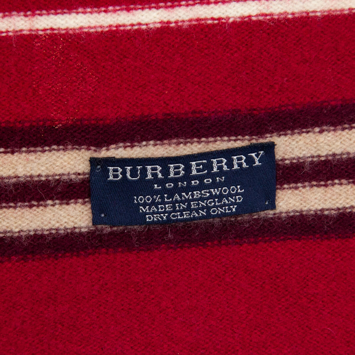 Burberry Red & Ivory Striped Lambswool Oblong Scarf - Shop