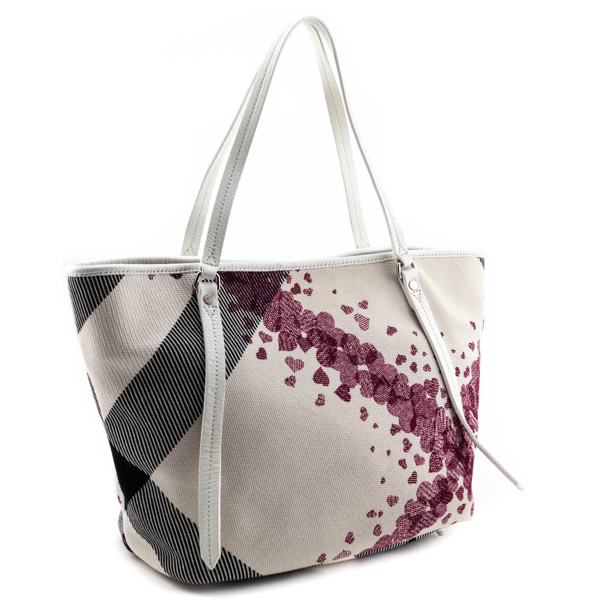 Burberry White Canvas Confetti Heart Medium Cantley Tote - Love that Bag etc - Preowned Authentic Designer Handbags & Preloved Fashions
