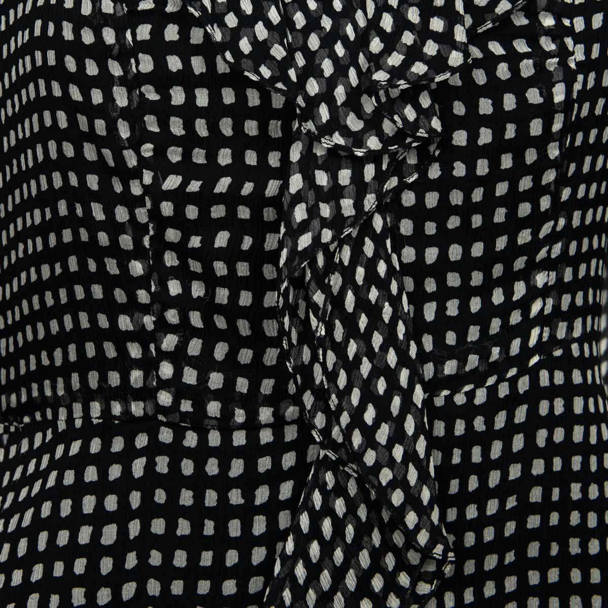 Carolina Herrera Black & White Silk Polka Dot Ruffle Dress