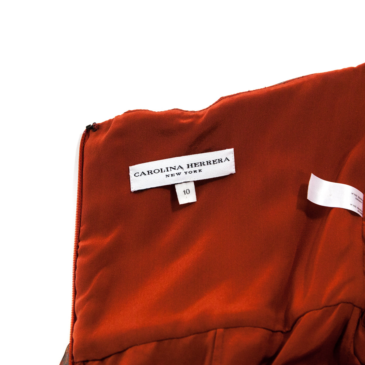 Carolina Herrera Burnt Orange Silk Strapless Dress Size L | US 10 - Love that Bag etc - Preowned Authentic Designer Handbags & Preloved Fashions