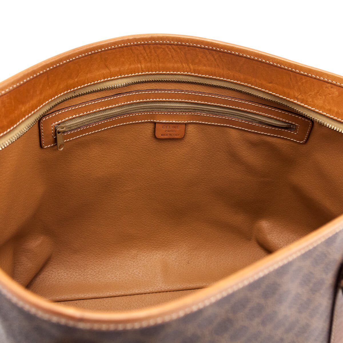Celine Vintage Brown Macadam Canvas Handbag Boston Bag – OPA Vintage