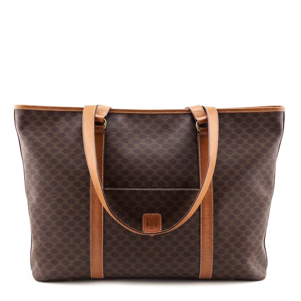 Celine Brown Macadam Coated Canvas Vintage Tote - Shop Classic Celine