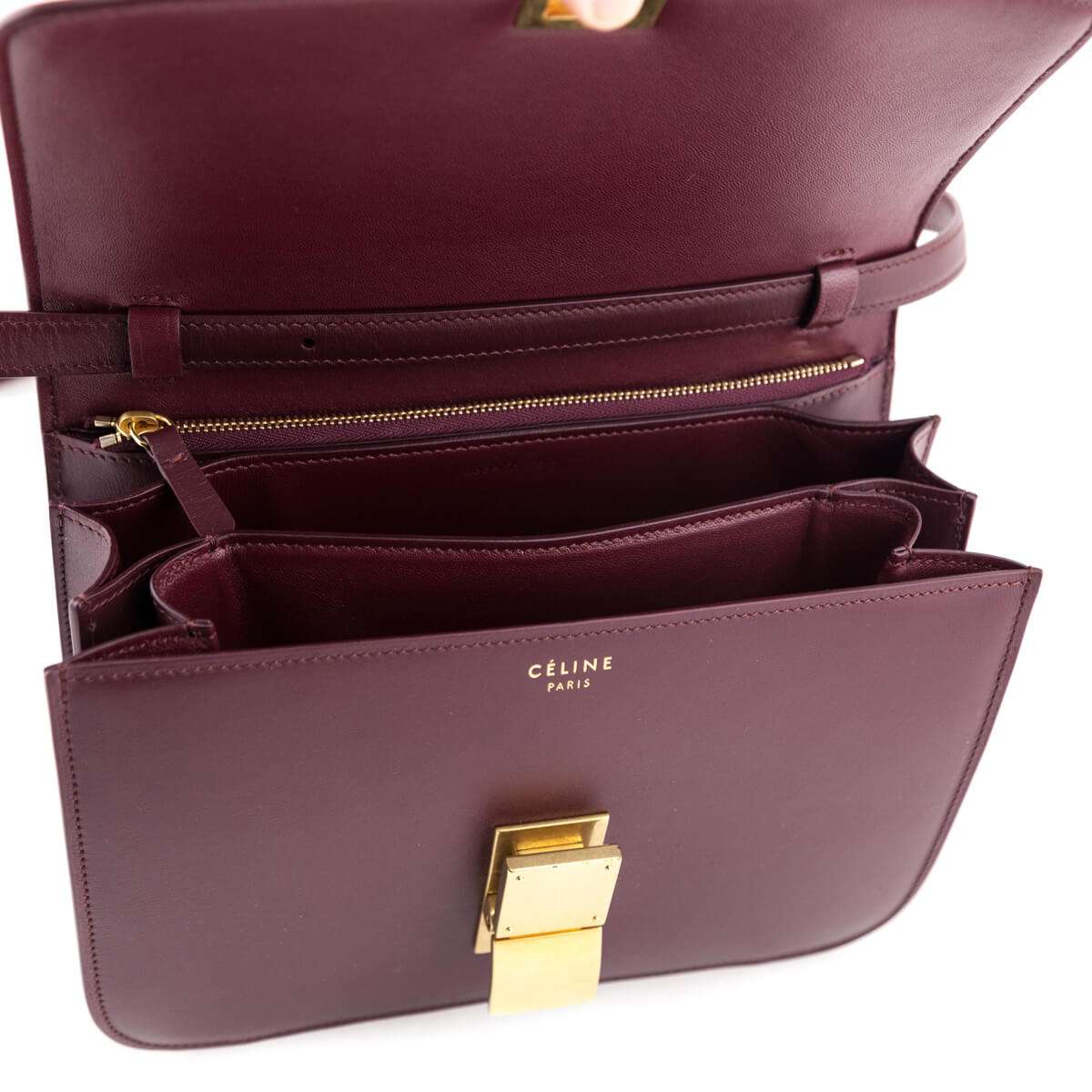 Celine Small Classic Box Bag - Burgundy Crossbody Bags, Handbags -  CEL255938