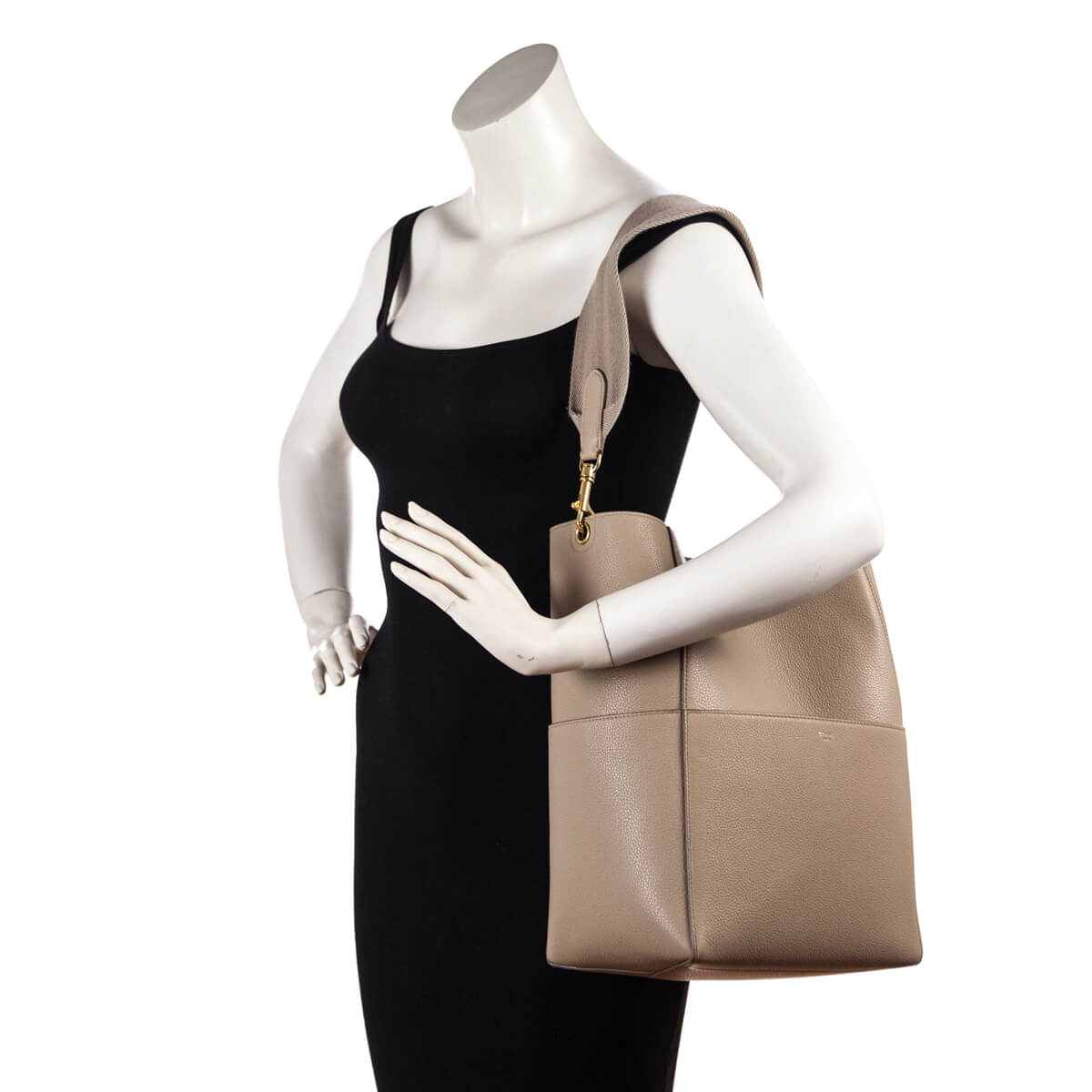 Celine Dune Grained Calfskin Sangle Bucket Bag - Love that Bag etc - Preowned Authentic Designer Handbags & Preloved Fashions