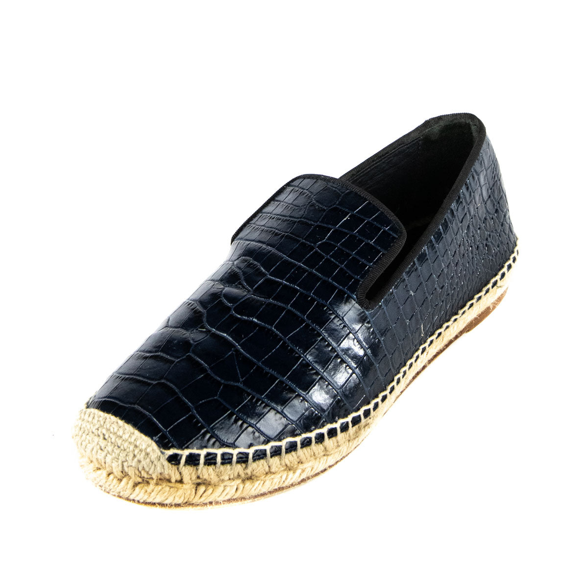 Celine Navy Patent Leather Crocodile Embossed Espadrilles Size 7 | EU 37 - Love that Bag etc - Preowned Authentic Designer Handbags & Preloved Fashions