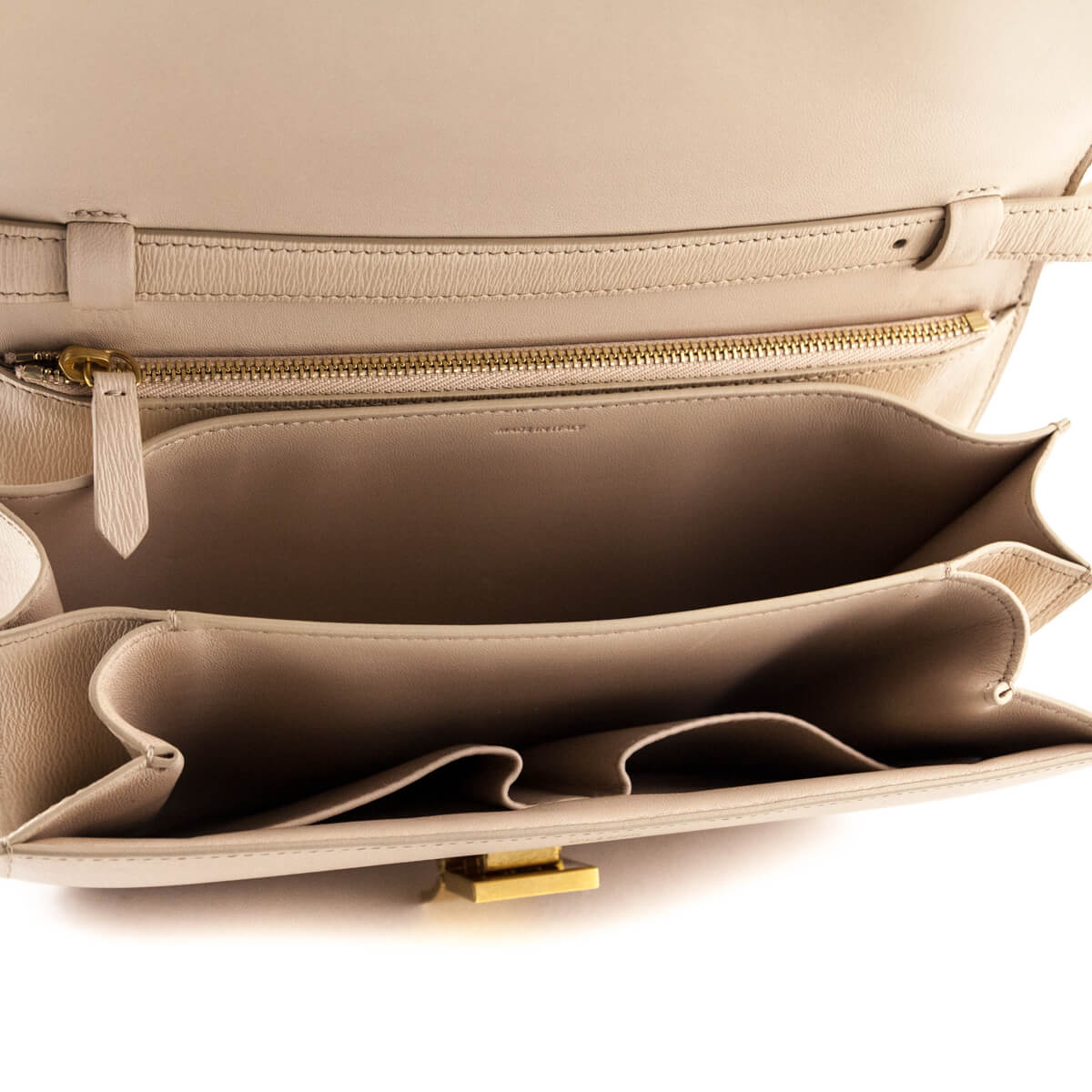 CELINE Box Liege Calfskin Medium Classic Box Flap Bag Sand 1060315