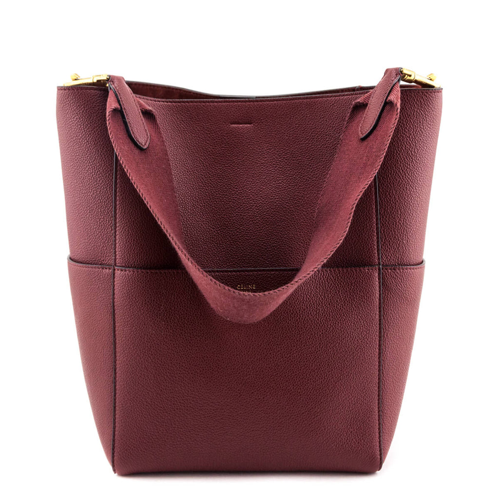 NWT CELINE SANGLE SMALL BUCKET BAG IN RUBY RED SOFT GRAINED CALFSKIN