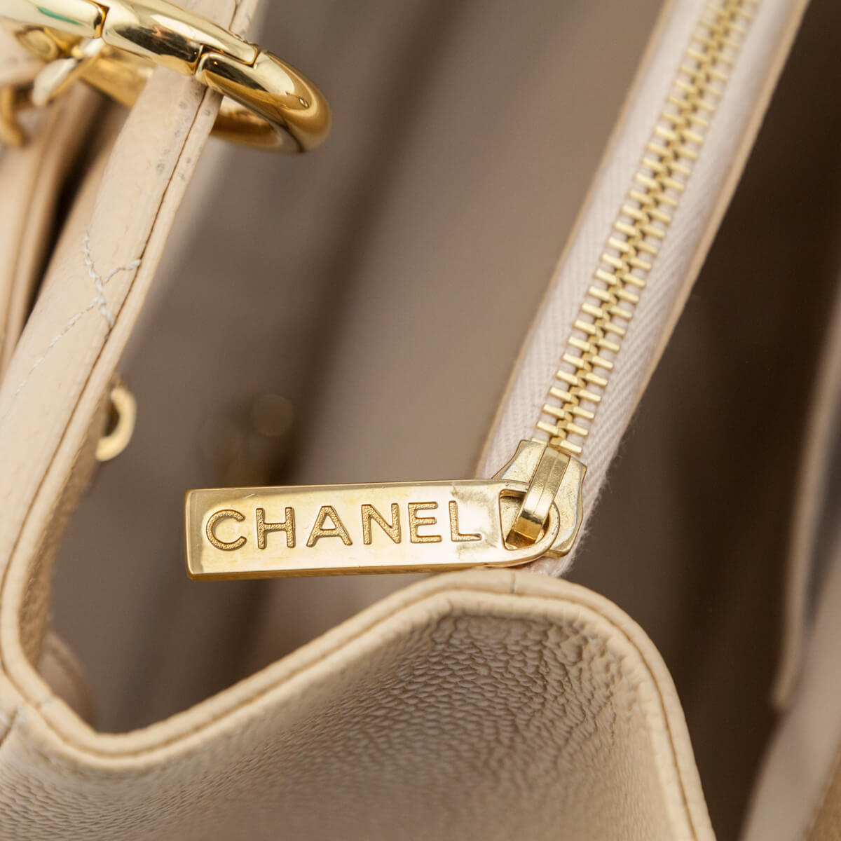 Chanel Beige Clair Quilted Caviar Grand Shopping Tote GHW - Love that Bag etc - Preowned Authentic Designer Handbags & Preloved Fashions