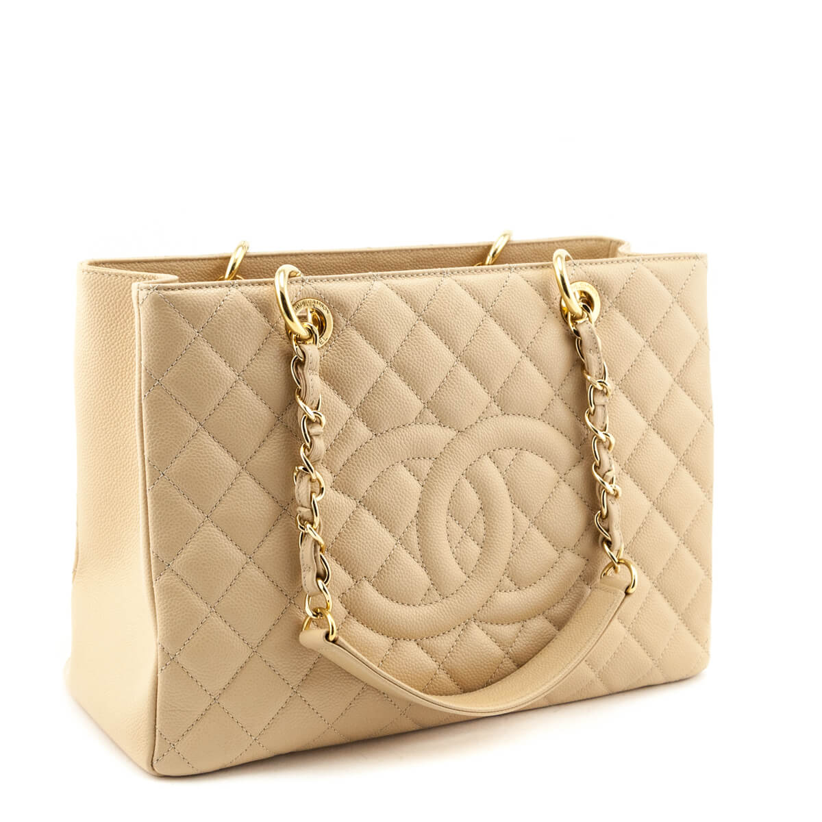 Chanel Beige Clair Quilted Caviar Grand Shopping Tote GHW - Love that Bag etc - Preowned Authentic Designer Handbags & Preloved Fashions