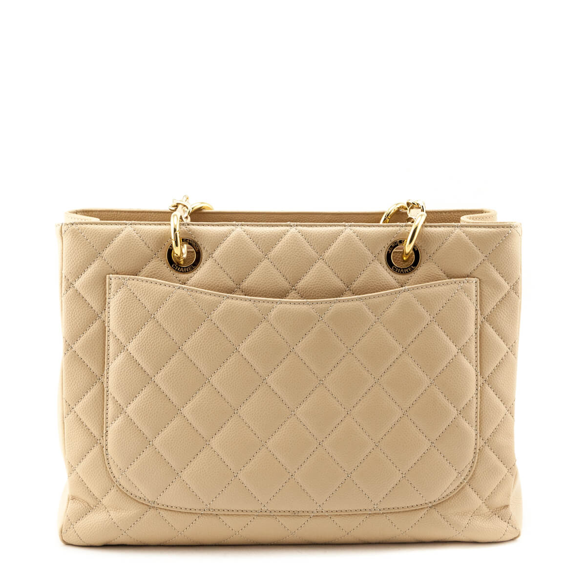 Chanel Beige Clair Quilted Caviar Grand Shopping Tote GHW - Love that Bag etc - Preowned Authentic Designer Handbags & Preloved Fashions