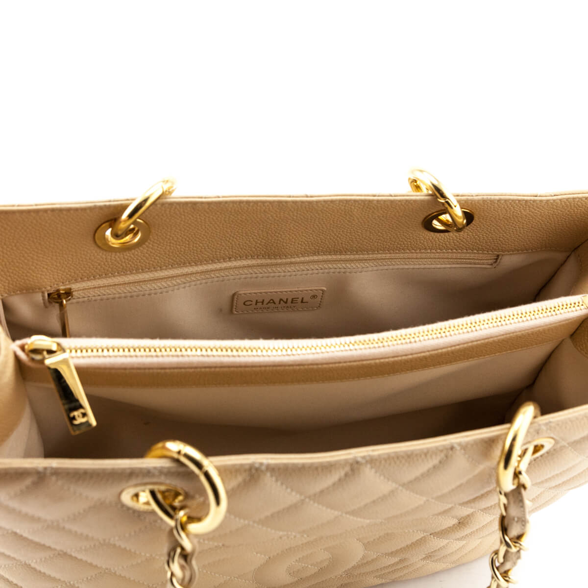 Chanel Beige Clair Quilted Caviar Grand Shopping Tote GHW - Love that Bag etc - Preowned Authentic Designer Handbags & Preloved Fashions
