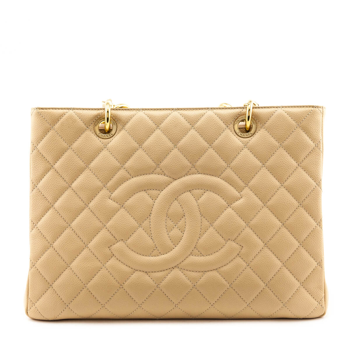 Chanel Beige Clair Quilted Caviar Grand Shopping Tote GHW - Love that Bag etc - Preowned Authentic Designer Handbags & Preloved Fashions