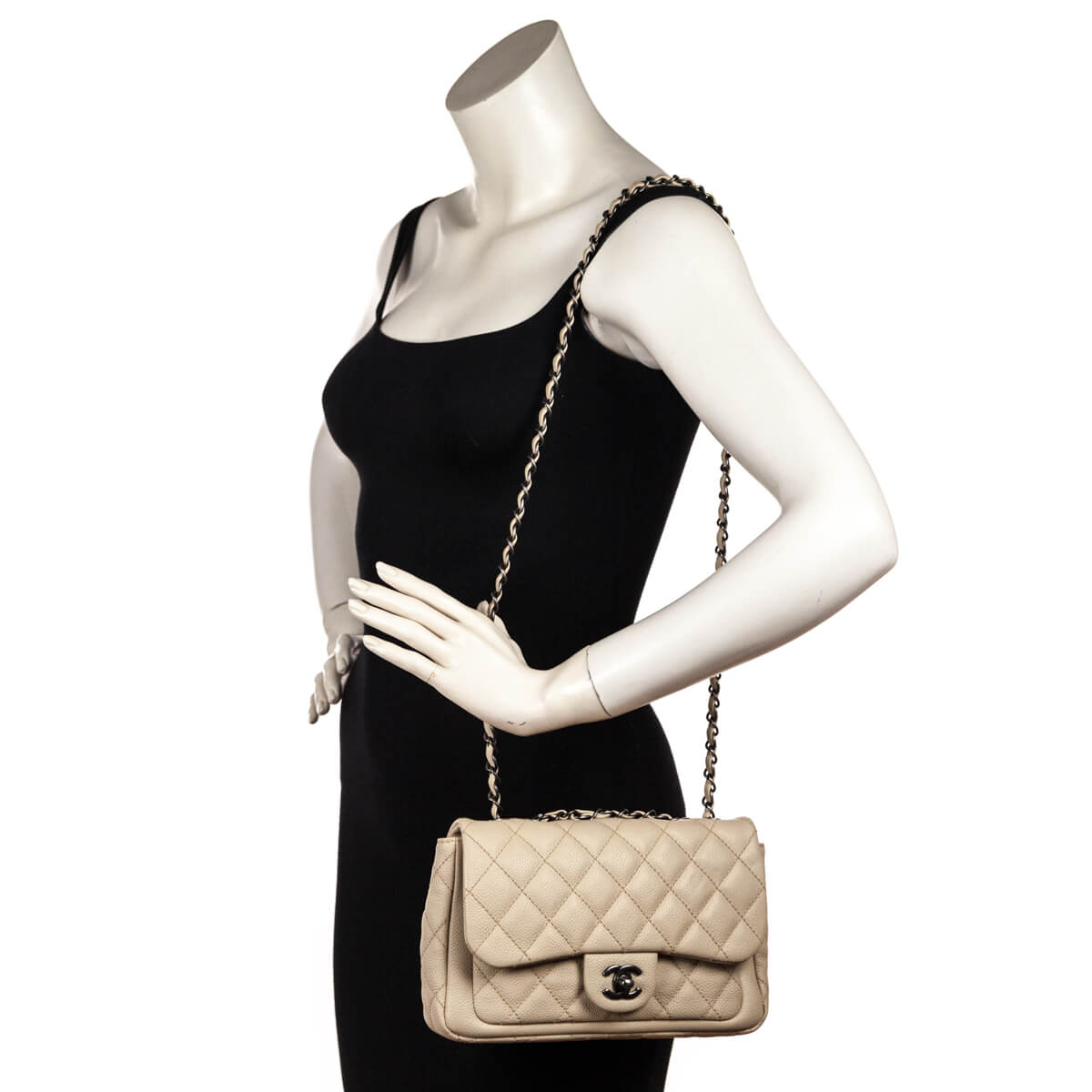 Chanel Beige Quilted Caviar Small Single Flap Bag - Love that Bag etc - Preowned Authentic Designer Handbags & Preloved Fashions
