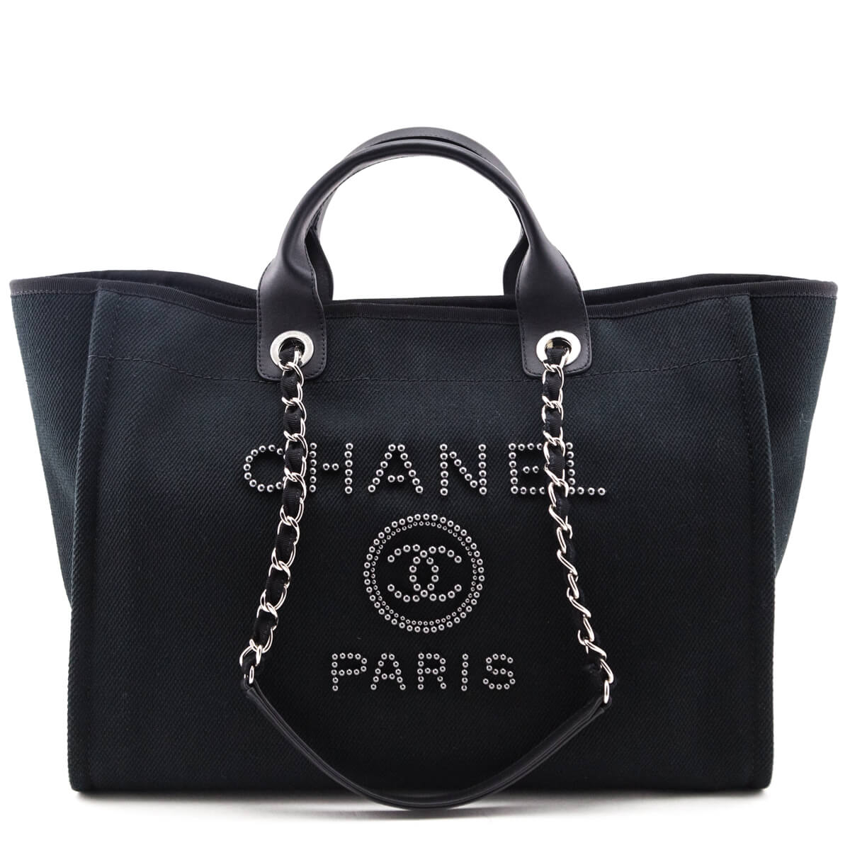 Chanel NEW 2020 Black Mixed Fibers Large Deauville Tote Bag For