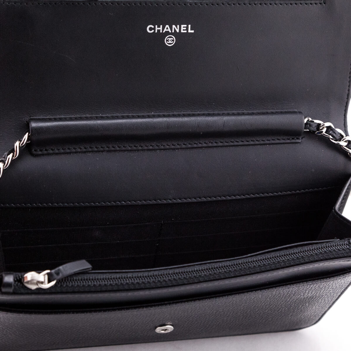 Chanel Black Caviar CC Logo Timeless Wallet on Chain WOC 61cz63s