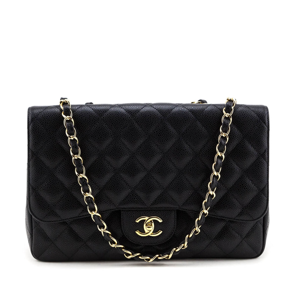 Chanel Black Caviar Quilted Jumbo Classic Single Flap - Chanel Canada ...