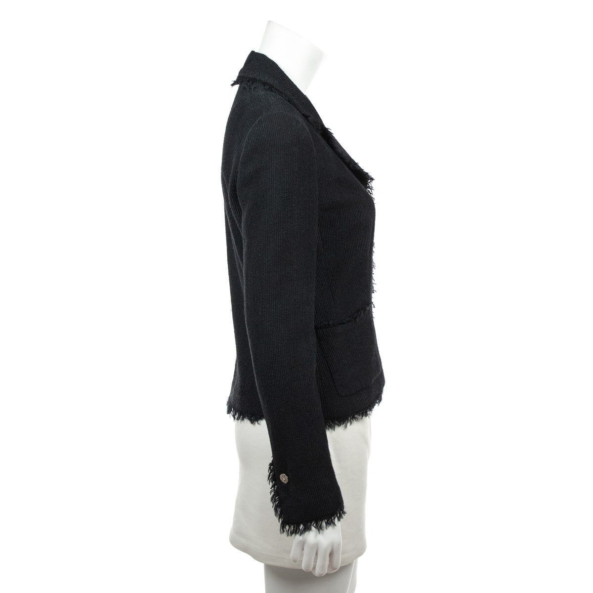 Chanel Black Frayed Vintage Jacket Size S | FR 38 - Love that Bag etc - Preowned Authentic Designer Handbags & Preloved Fashions