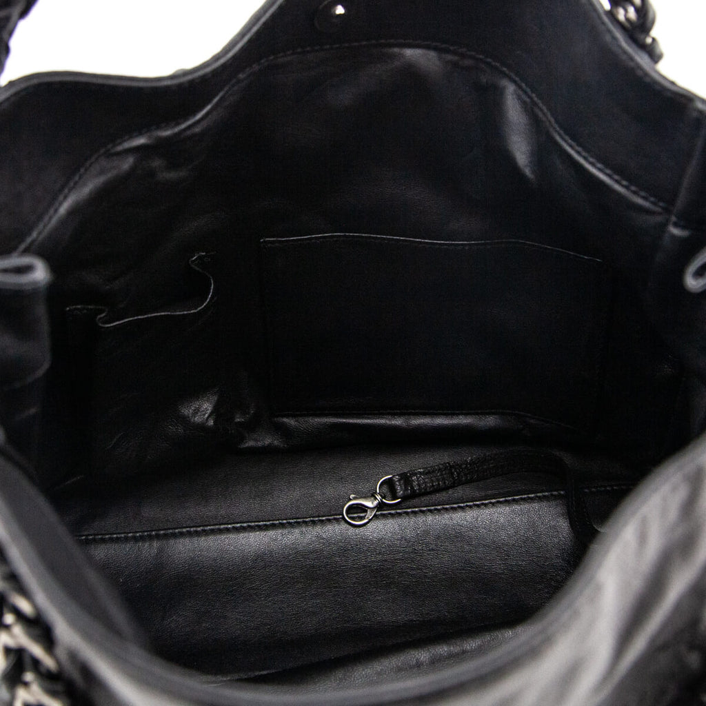 Chanel Modern Chain Tote Bag XL Black Glazed Caviar Luxe Ligne Moto Bag 2009