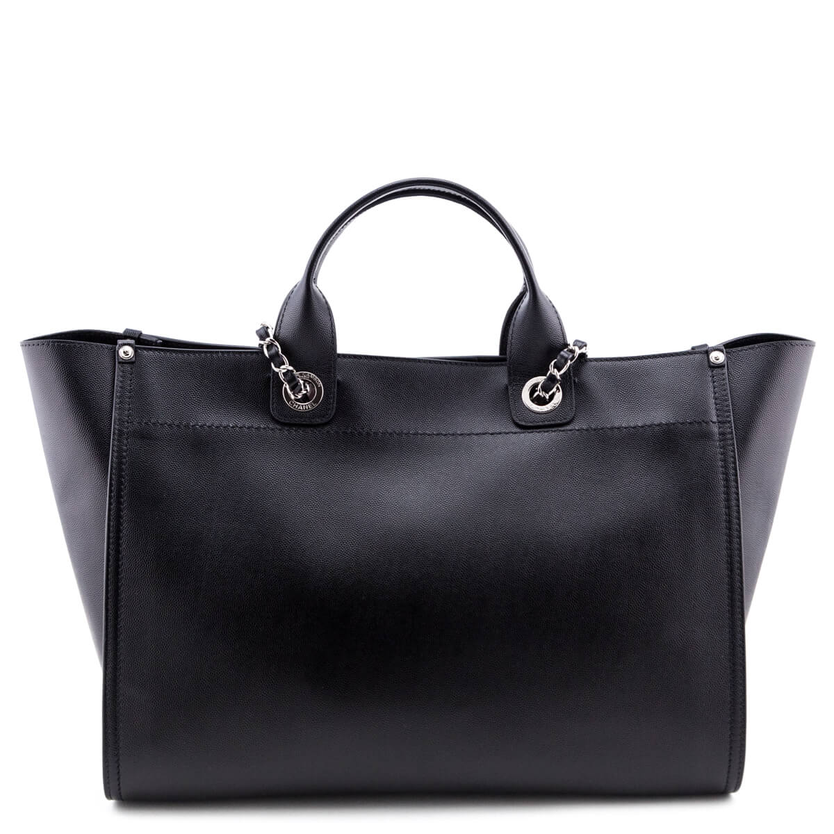 Chanel Black Grained Calfskin Large Deauville Tote SHW