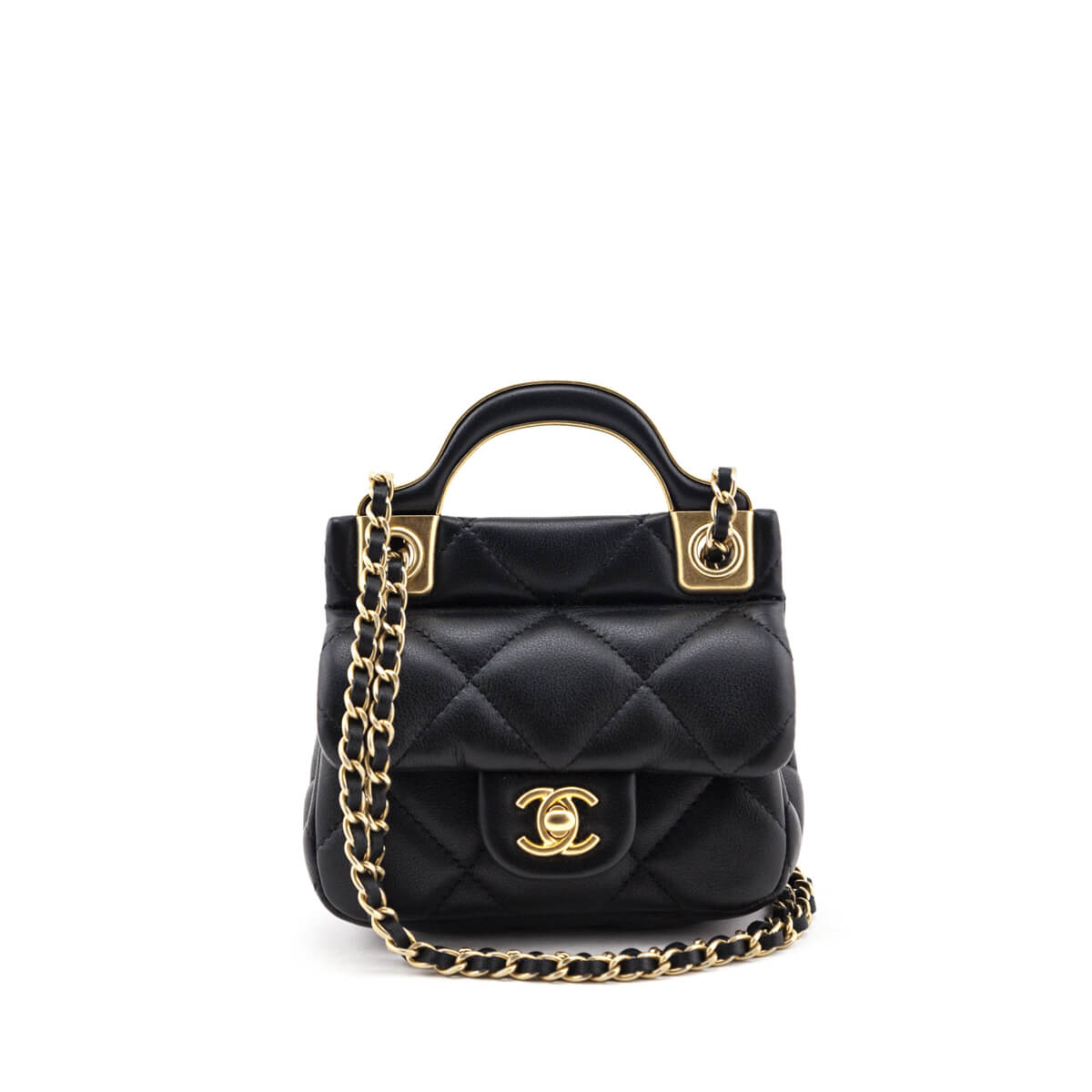 CHANEL Calfskin Quilted About Pearls Card Holder Flap With Chain Black  690066