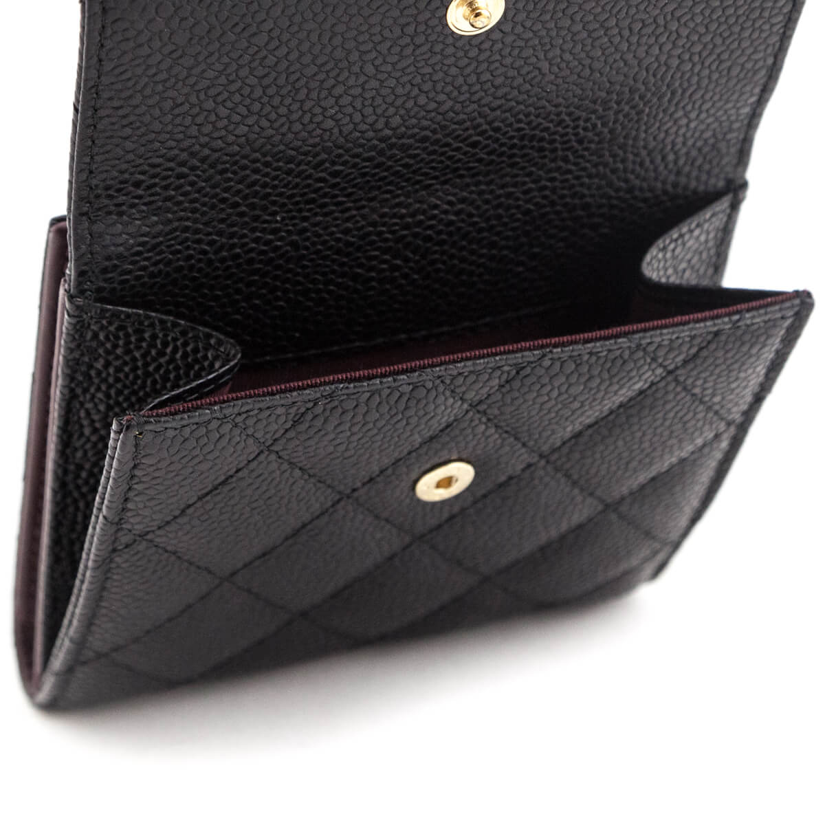 Chanel Flap Compact Wallet Quilted Caviar Gold-tone Black in Caviar with  Gold-tone - US