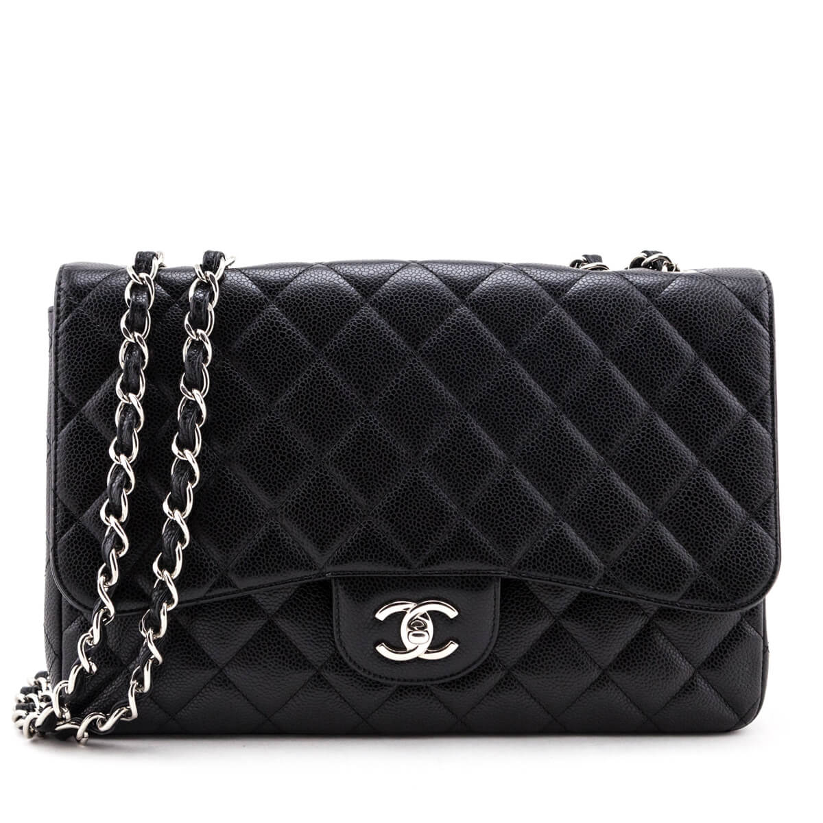 Chanel Black Quilted Caviar Jumbo Large Classic Single Flap Bag - Love that Bag etc - Preowned Authentic Designer Handbags & Preloved Fashions