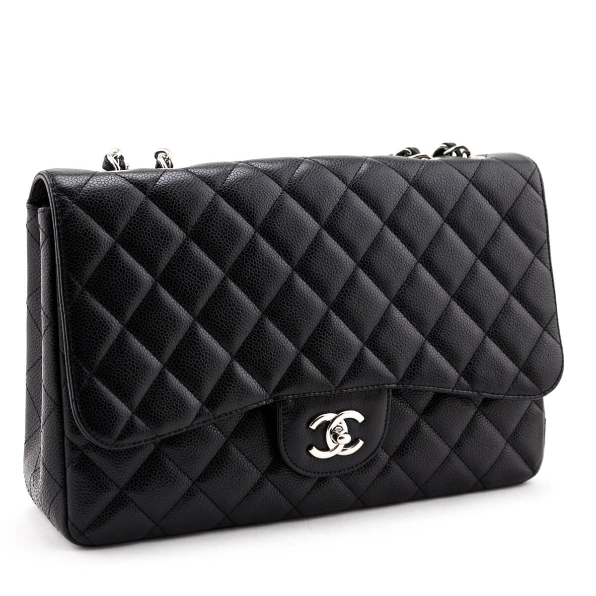 Chanel Black Quilted Caviar Jumbo Large Classic Single Flap Bag - Love that Bag etc - Preowned Authentic Designer Handbags & Preloved Fashions