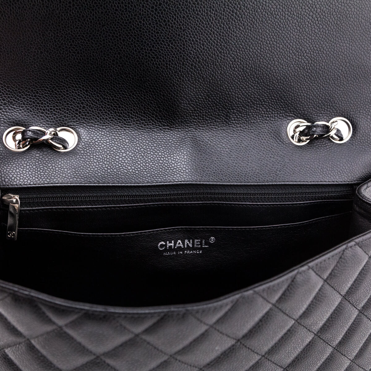 Chanel Black Quilted Caviar Jumbo Large Classic Single Flap Bag - Love that Bag etc - Preowned Authentic Designer Handbags & Preloved Fashions