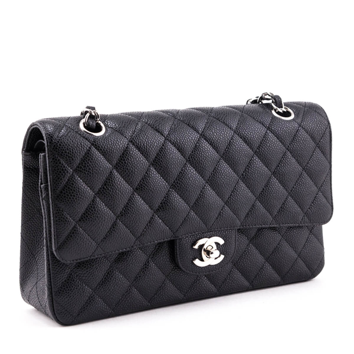 Chanel Black Quilted Caviar Medium Classic Double Flap Bag - Love that Bag etc - Preowned Authentic Designer Handbags & Preloved Fashions