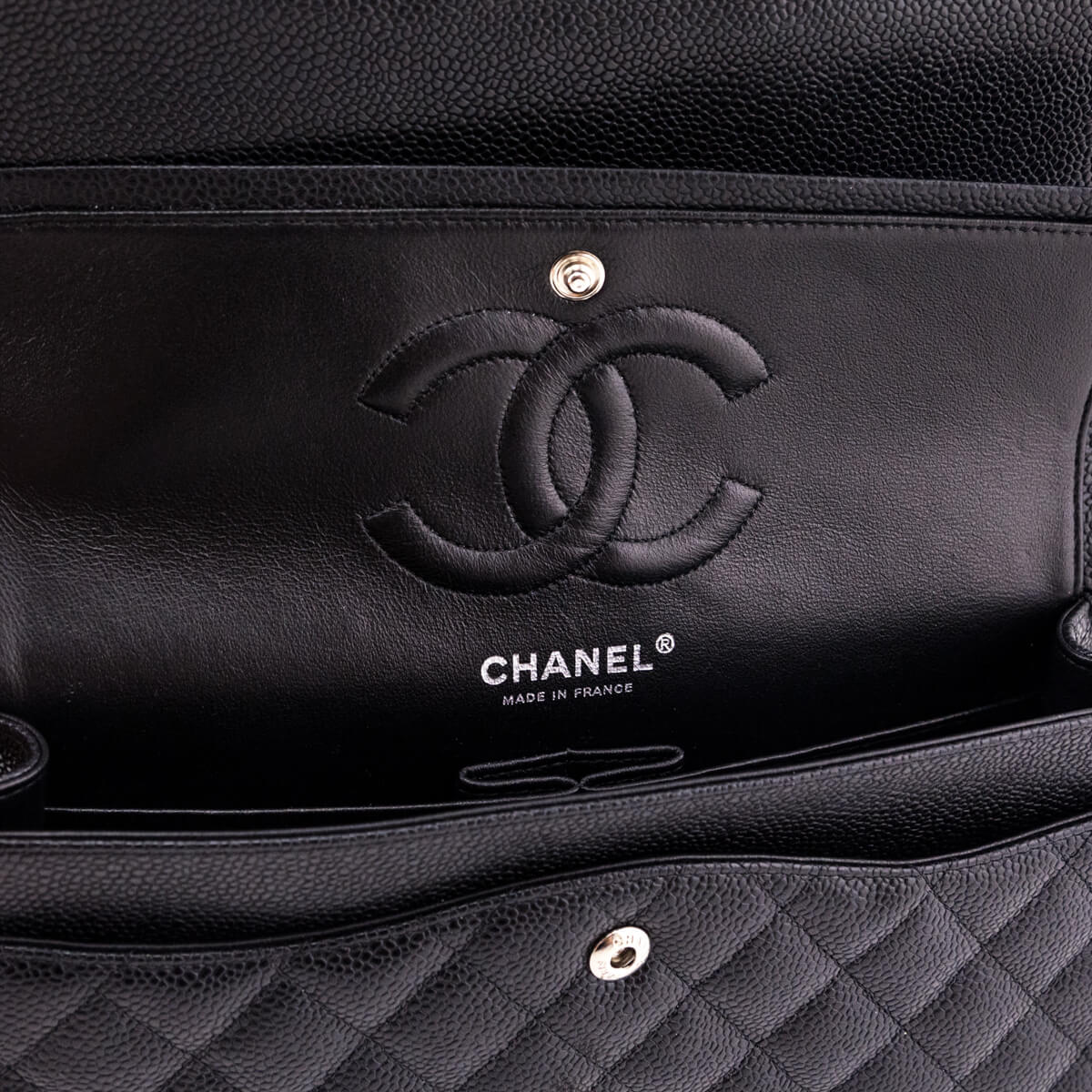 Chanel Black Quilted Caviar Medium Classic Double Flap Bag – Love
