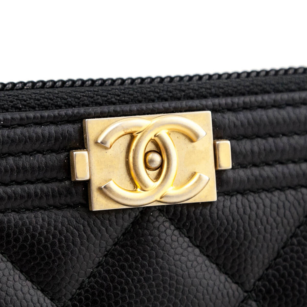 Chanel Black Quilted Lambskin Boy Zip-Around Wallet Q6A3LS0FKB003