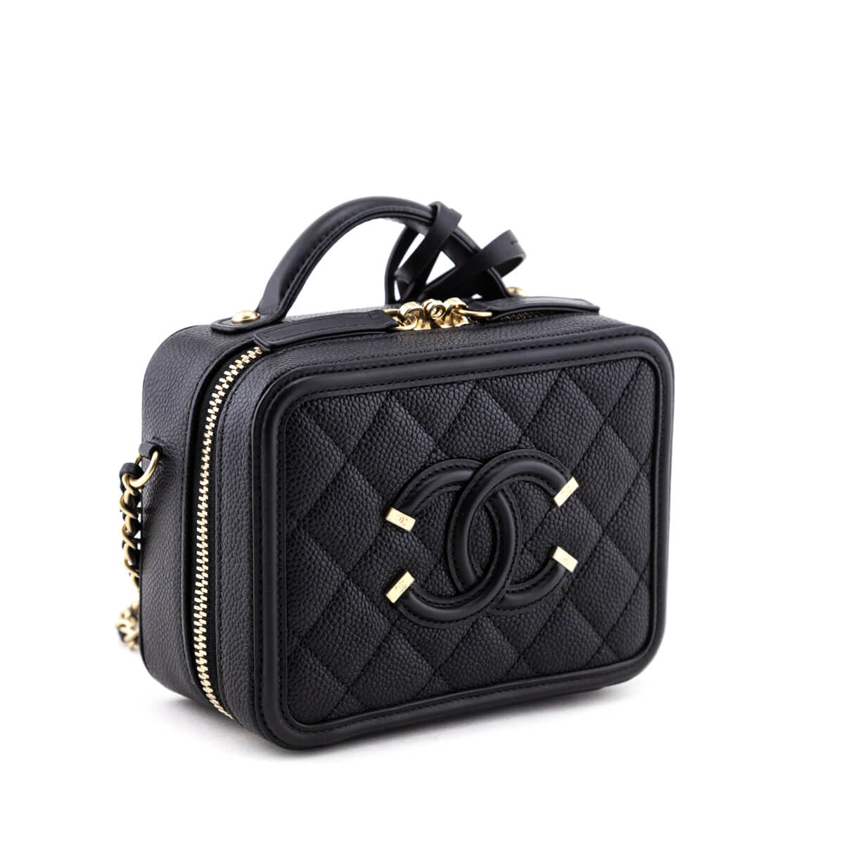 Chanel Small Filigree Vanity Case - Black Crossbody Bags, Handbags -  CHA948446