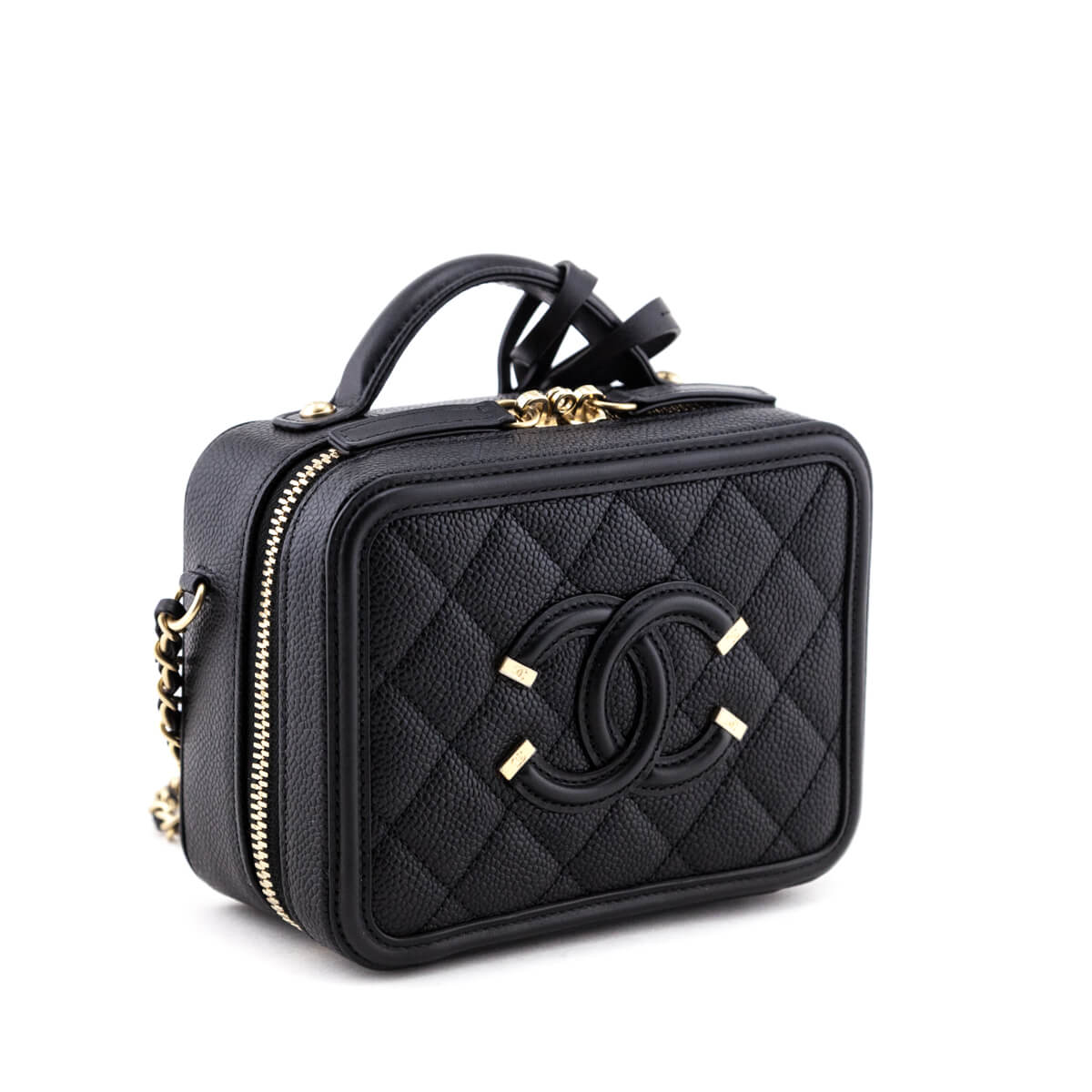 Chanel Black Quilted Caviar Small Filigree CC Vanity Case - Chanel CA –  Love that Bag etc - Preowned Designer Fashions