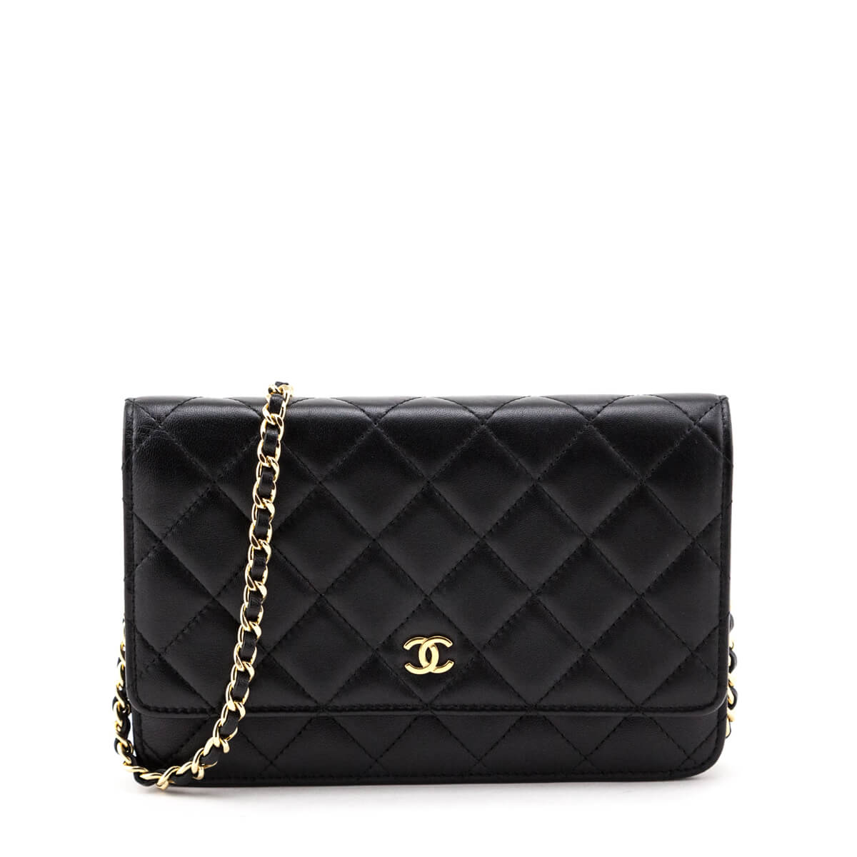 Chanel Gold Quilted Lambskin Classic Wallet On Chain (WOC) at